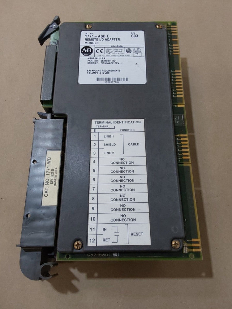 Allen Bradley 1771-ASB/E Remote I/O Adaptor Module With 1771-WB 