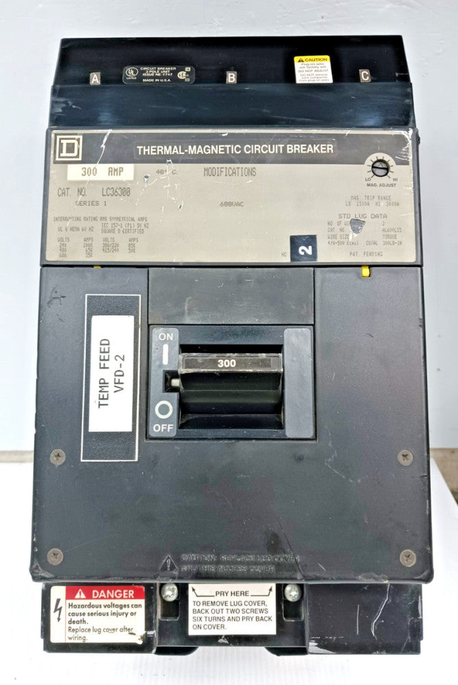 Square D 300 Amp I-Line Circuit Breaker 3 Pole 600 VAC  LC36300