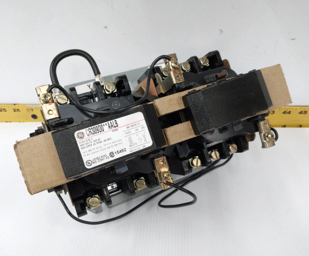 New GE Size 2 Reversing Contactor 600 VAC 25 HP Max 480 VAC Coils  CR309D0**AALB