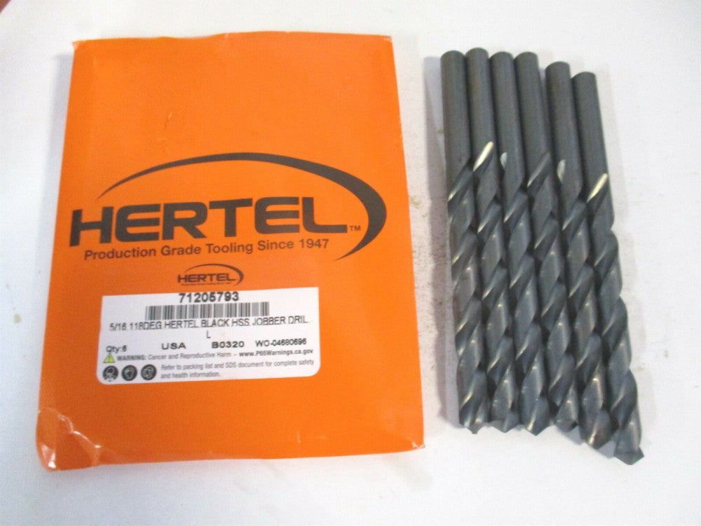 (71205793) 5/16" x 4-1/2" OAL 118° HSS Standard Jobber Spiral Drill - Qty 6