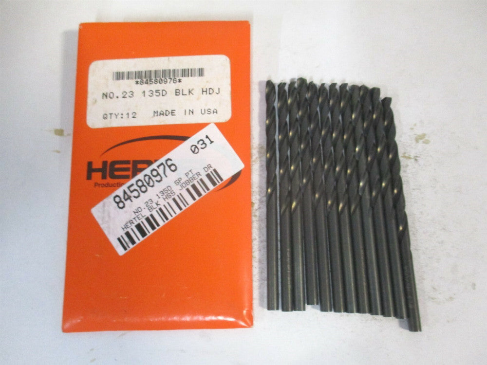 (84580976) #23 135° 2" x 3-1/8" OAL HSS Split Point Jobber Drill - Pack of 12