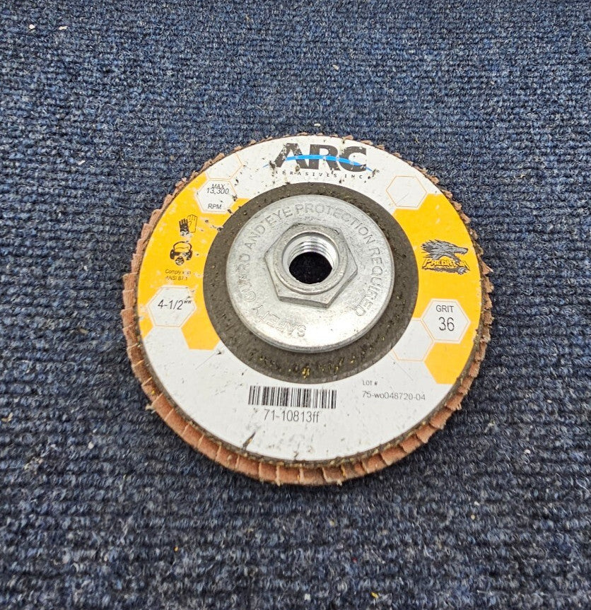 ARC 71-10813FF: 4-1/2"x5/8"-11 PREDATOR Type 27 Fiberglass Abrasive Flap Disc