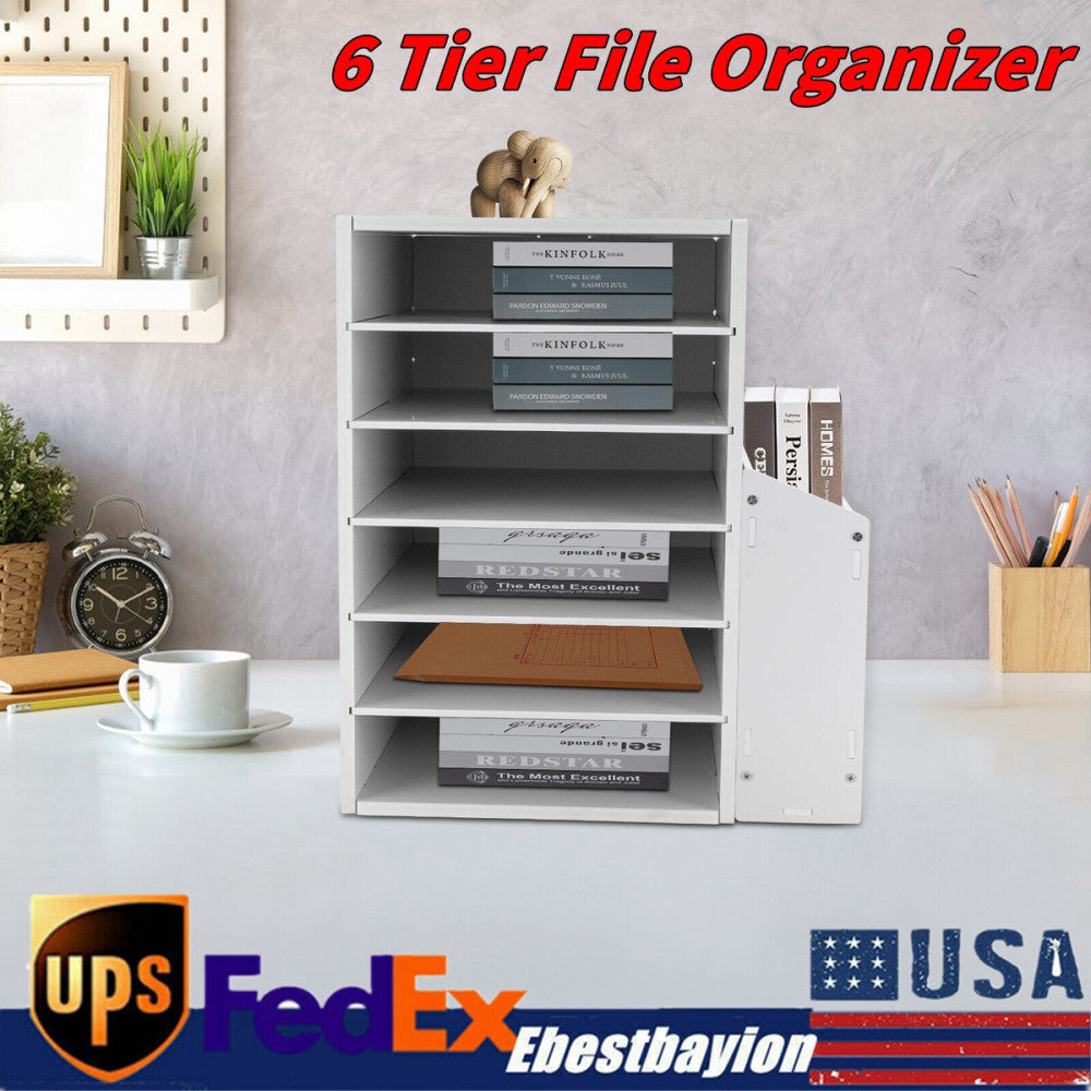 File Organizer PVC Board Letter Desktop Document Folder Office Tray Holder 6Tier