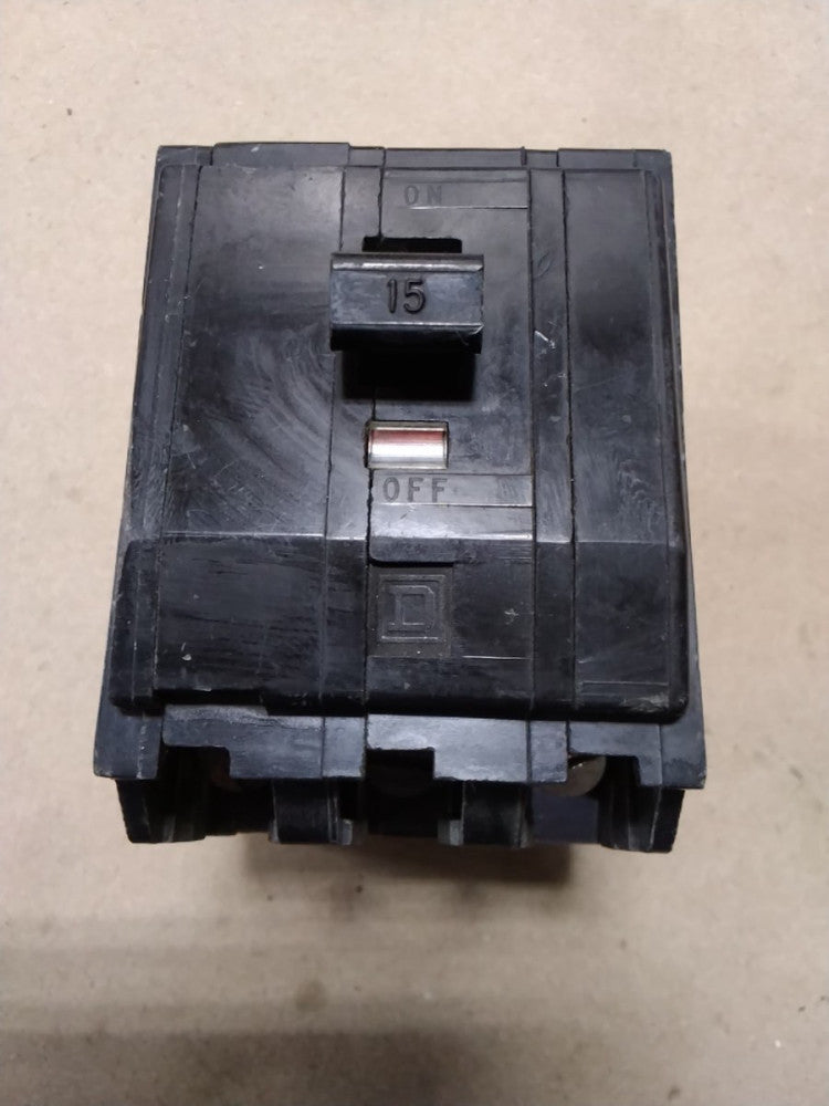 Square D, LP-9640 Type QOB, 3 Pole Circuit Breaker, 15A C64