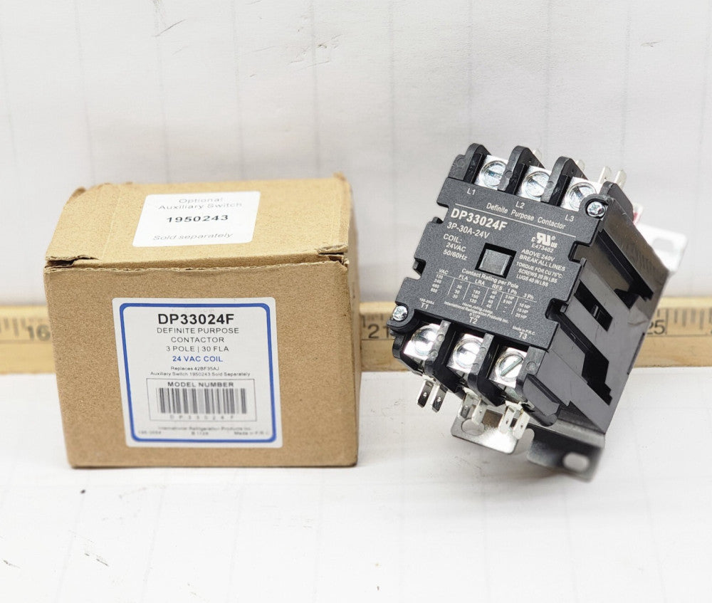 NEW IRP 30 AMP DEFINITE PURPOSE CONTACTOR 600 VAC 24 VAC COIL 20 HP  DP33024F