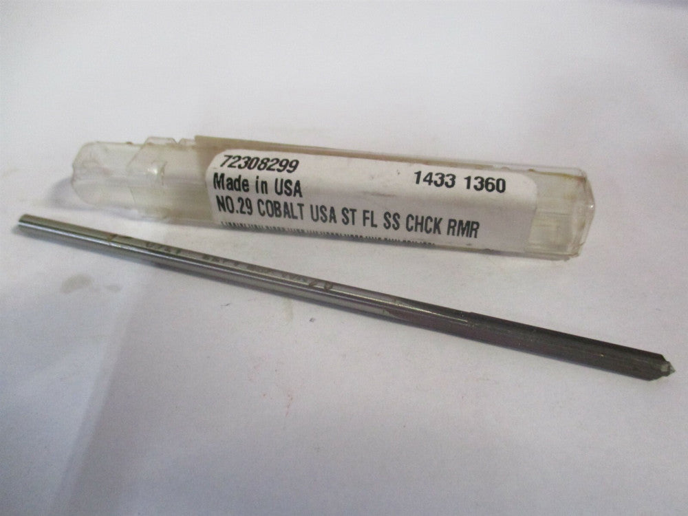 (1433-0.1360) #29 x 1" x 4" OAL 4-Flute Straight Flute Cobalt Chucking Reamer 