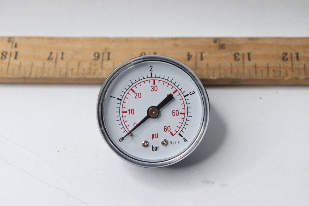 Pressure Gauge Air Oil or Water 60 psi 4 Bar 1/2" Stem 2" Face