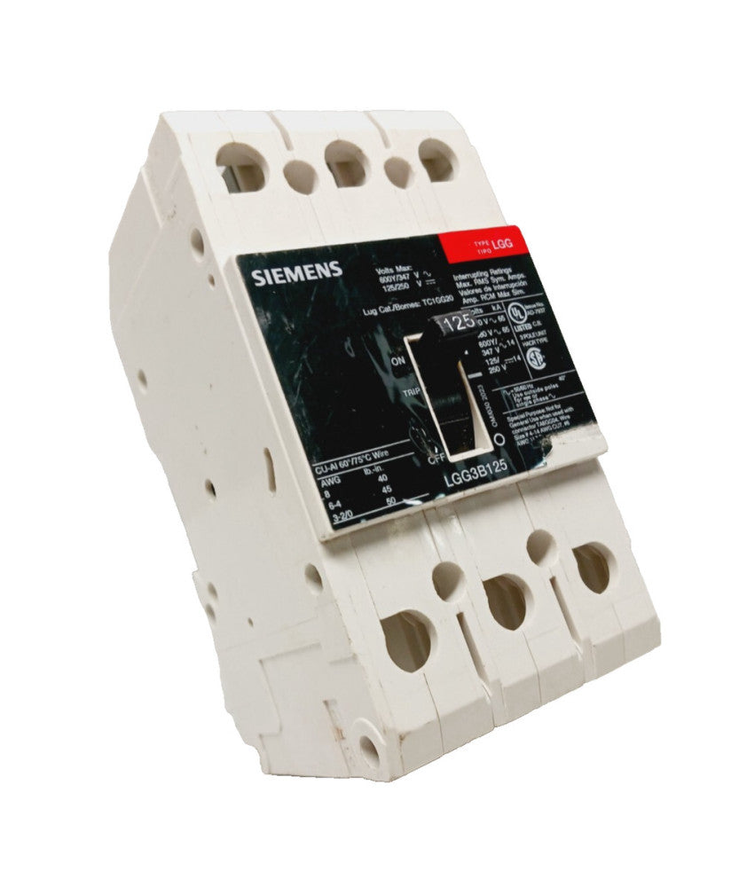 SIEMENS 125 AMP CIRCUIT BREAKER 480 VAC 3 POLE  LGG3B125