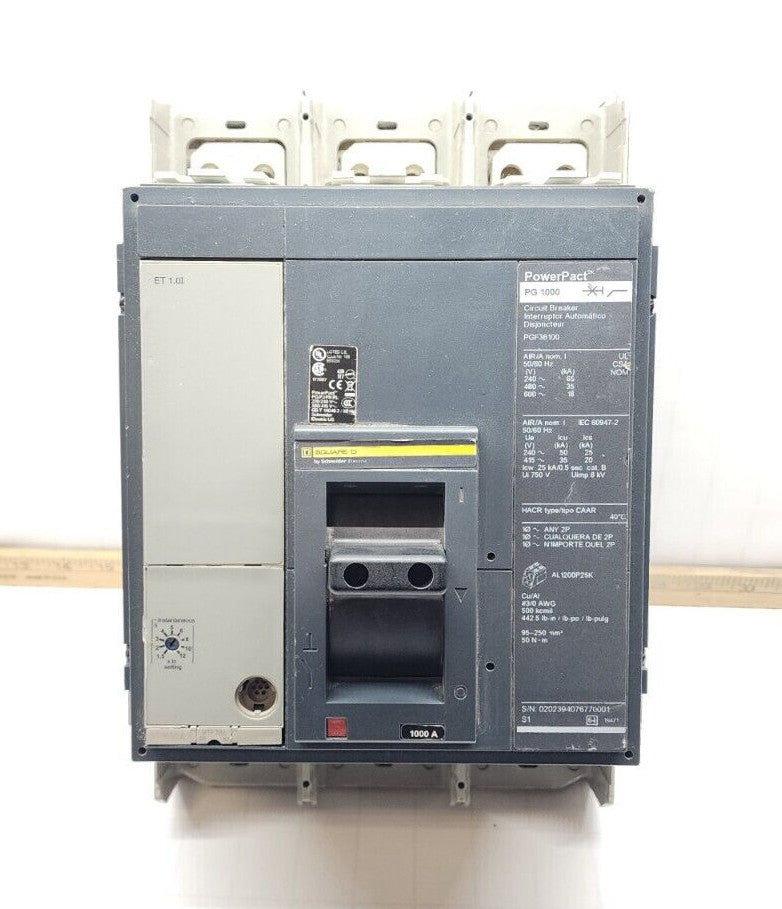 NEW SQUARE D POWERPACT 1000 AMP CIRCUIT BREAKER 600 VAC 3 POLE 65 kA PGF36100