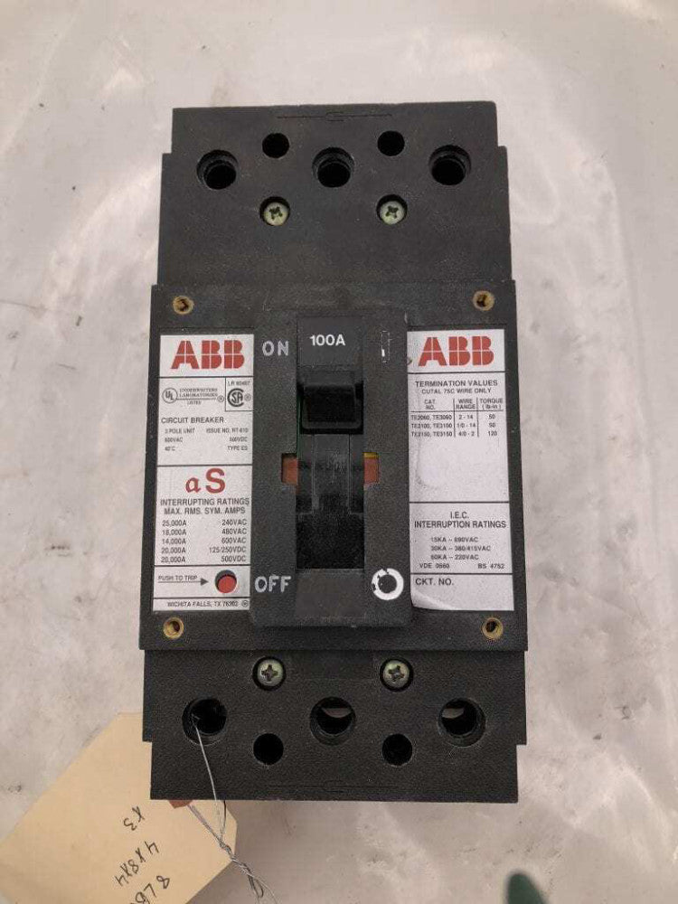 ABB RT-610 100A 3 Pole MCCB Molded Case Circuit Breaker 600VAC/500VDC