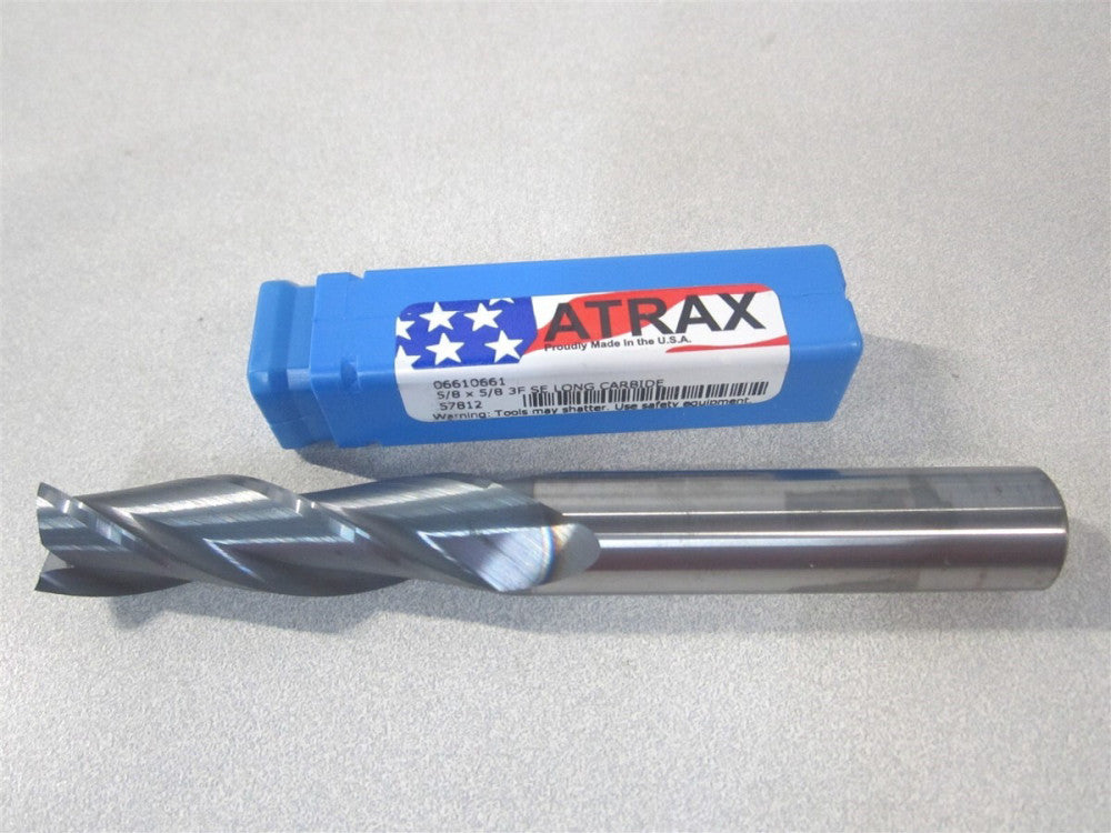Atrax (06610661) 5/8" x 2-1/4" x 5/8" x 5" 3Fl Solid Carbide Square End Mill 