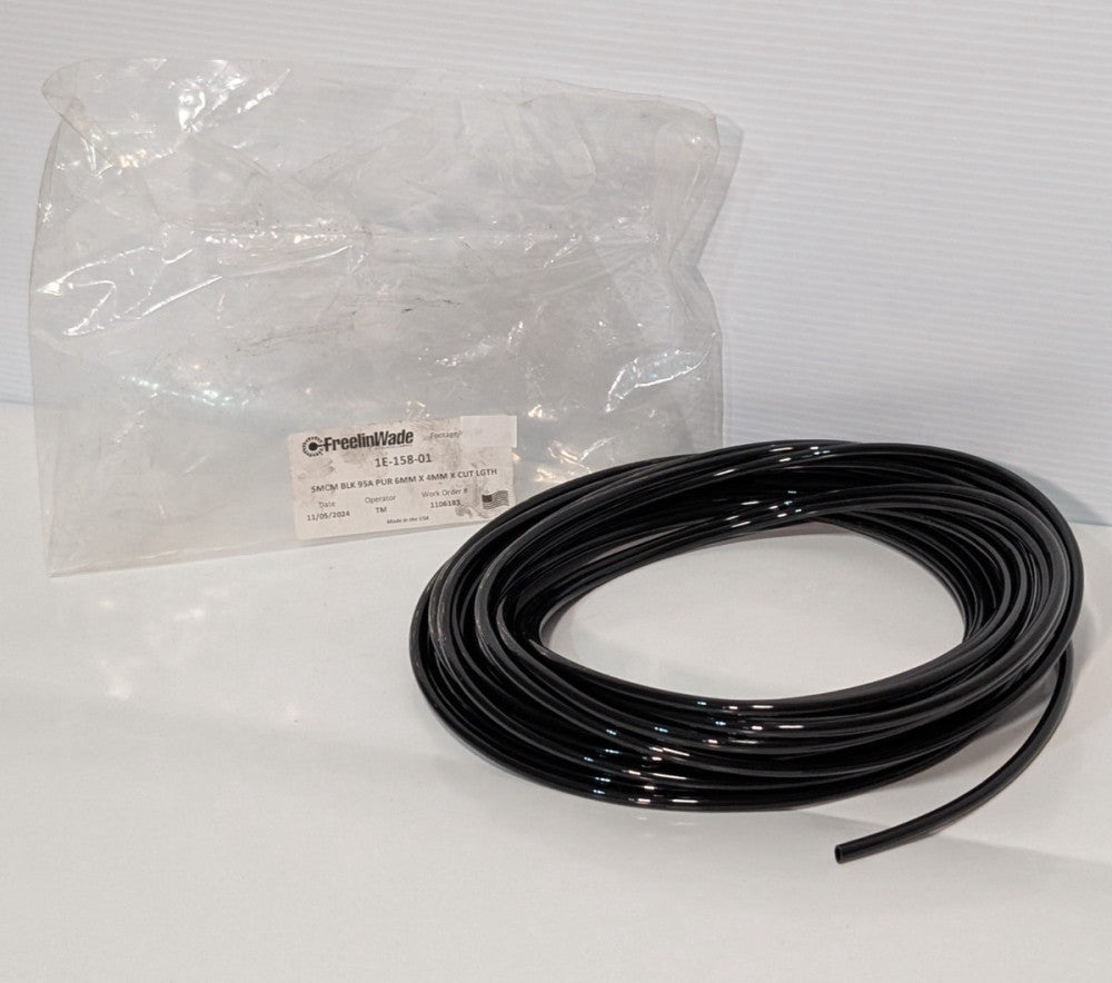 FreelinWade 1E-158-01 Black Polyurethane Tubing 6mm x 4mm 50ft