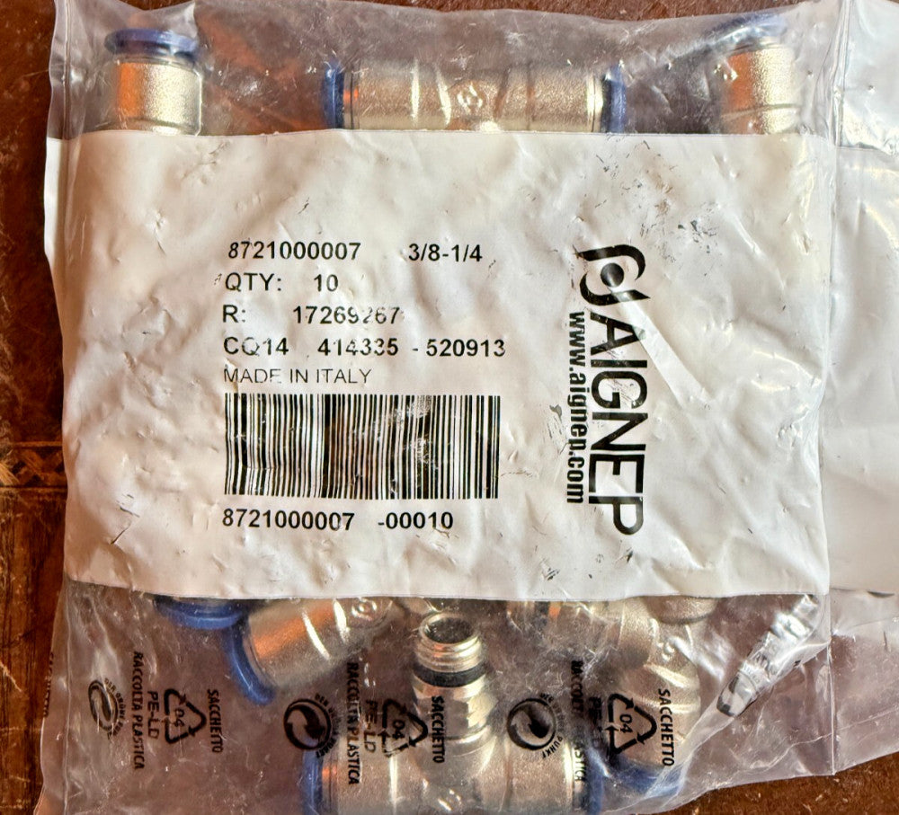 10-Pack Aignep 87210-06-04 3/8" Tube x 1/4" Swift Fit Swivel Branch Tee Fitting