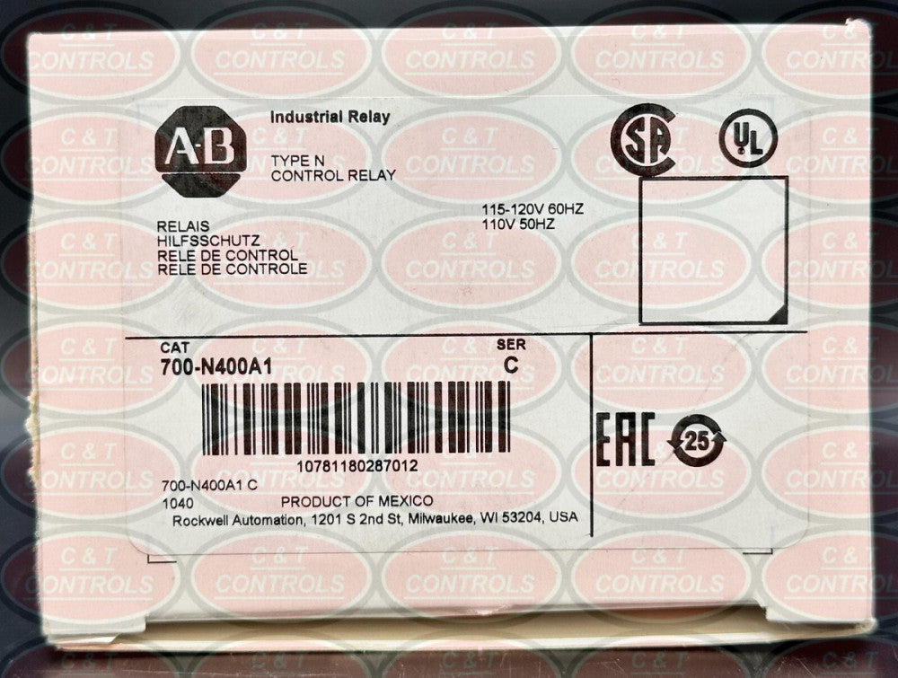 Allen Bradley 700-N400A1 Type N 120V Control Relay New In Box USA Stock
