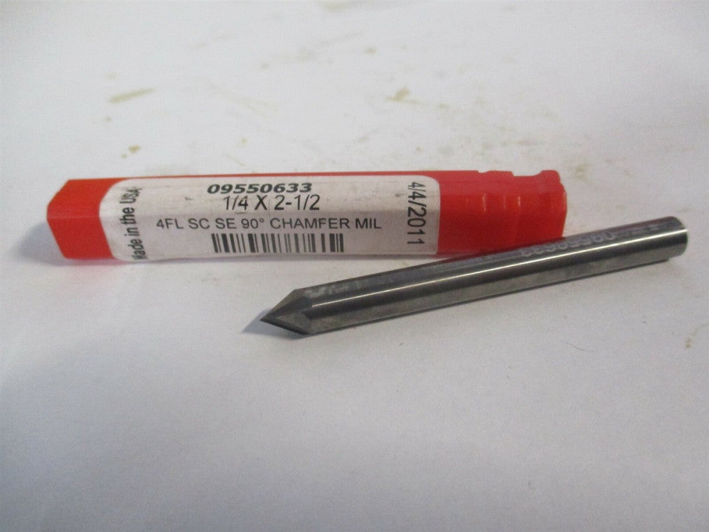(942500060) 1/4" x 1/4" x 2-1/2" OAL 60° 4-Flute Solid Carbide Chamfer Mill