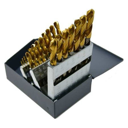 Cle-Line C66113 29Pc 1/16-1/2X1/64 Hsco Tin-Tipped 135 Degree Hd Jobber Lgth