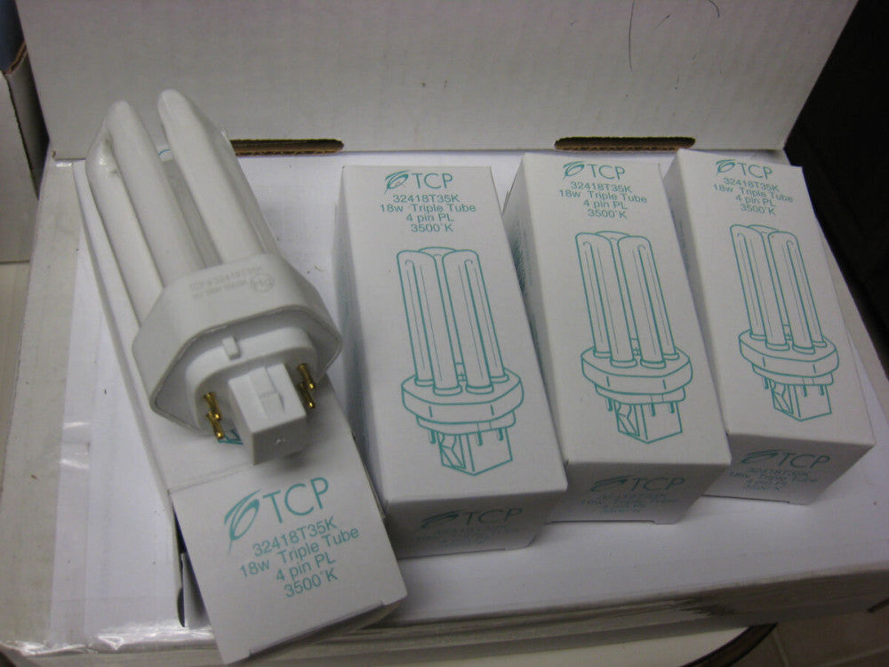 4 yes 4 NEW TCP 18W TRIPLE LAMP PL 4-PIN 35K 32418T 120V 18W Bulb FREE SHIPPING