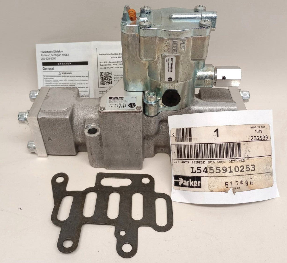 Parker L5455910253 Pneumatic Single Solenoid Manifold 120/110VAC 60/50Hz