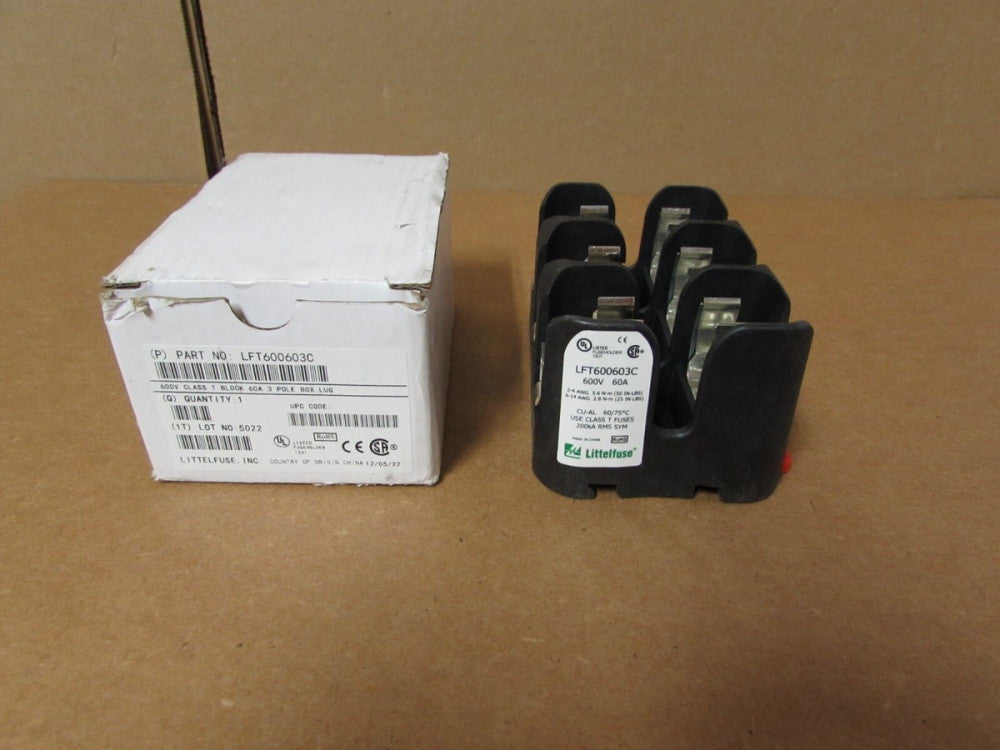 LITTELFUSE, LFT600603C, 60A/600V/3P BOX LUG KIT, NIB!! MAKE OFFER!!
