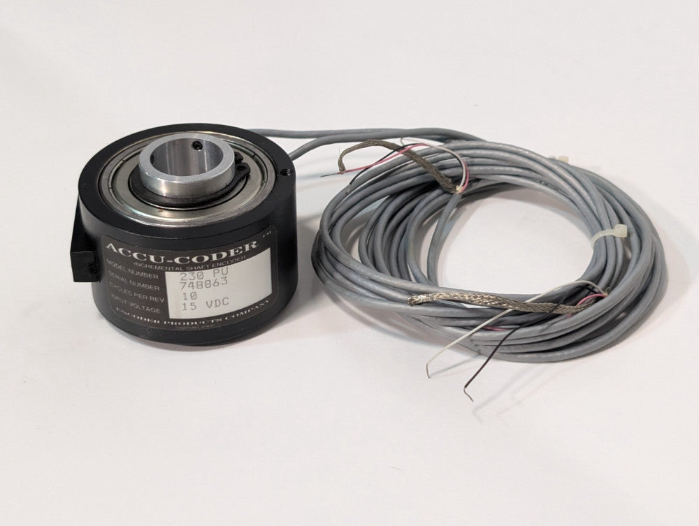 Accu-Coder Model 230-PU Bi-Directional Hollow Shaft Encoder, 15 VDC, 10 Cy/Rev