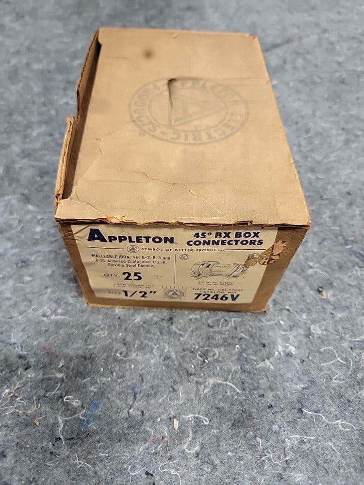  Appleton 7246V 1/2" Steel Box Connector - Fast Shipping , Box Of 25