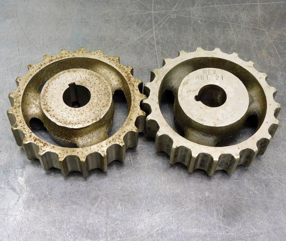 Rex 881 21 Conveyor Chain Sprocket 1" Bore DIA 21 Teeth Keyed Lot of Two (2)