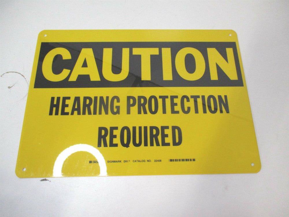 Brady (22408) 10" x 14" Caution Hearing Protection Required Plastic Sign 