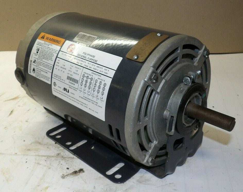 NEW US MOTORS 1 HP AC MOTOR 208-230/460 VAC 3Ø 1725 RPM 56H FRAME ODP D1S2AH9