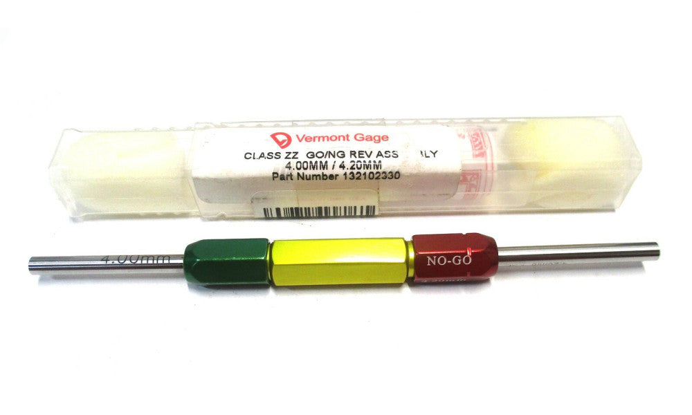 Vermont Gage 4.00mm - 4.20mm Class ZZ Go/No-Go Double End Rev Plug Gage Handle