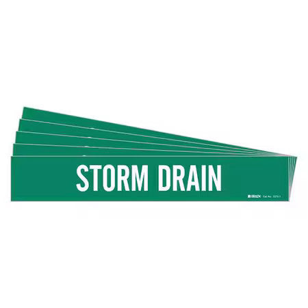 Brady 7273-1-Pk Pipe Marker,White,Storm Drain,Pk5, 7273-1-Pk