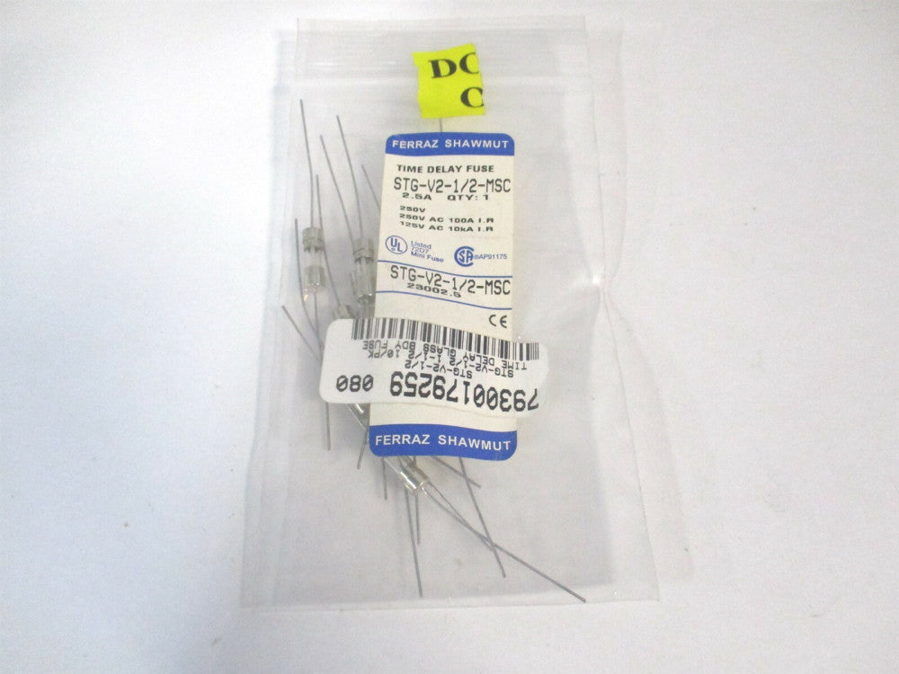 Ferraz Shawmut (STG-V2-1/2-MSC) 350 VAC Time Delay Miniature Glass Fuse - Qty 10