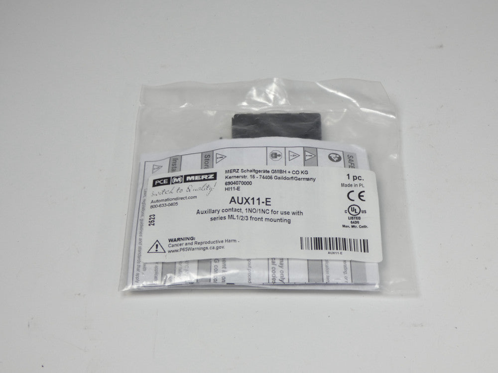 Merz AUX11-E Auxiliary Contact 1NO/1NC 600VAC HI11-E - NEW Surplus!