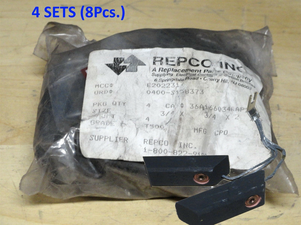  (8 Pcs) CARBON BRUSHES - CPO - PN: 36A166034 - NEW - 3/4" x 3/4" x 2-1/2" T500