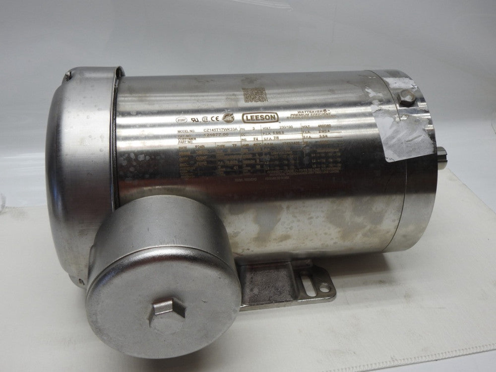 2HP Leeson 121877.00 Washdown Motor 3 Ph 230/190V 460/380V 145TC CZ145T17WK33A