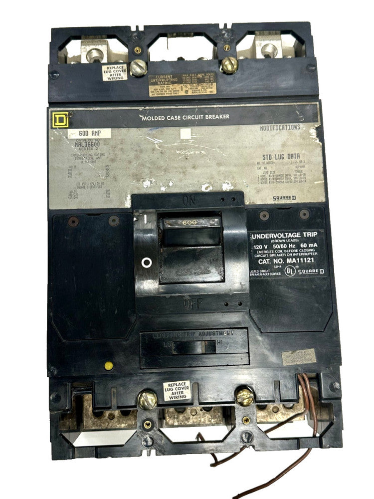 SQUARE D MOLDED CASE CIRCUIT BREAKER MAL36600, 600AMP SERIES 2