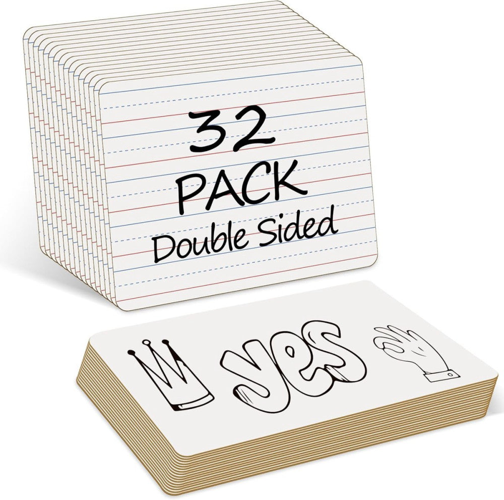 32 Pack Dry Erase Boards, 9"x12" Double Sided Easel Small Whiteboards 32 