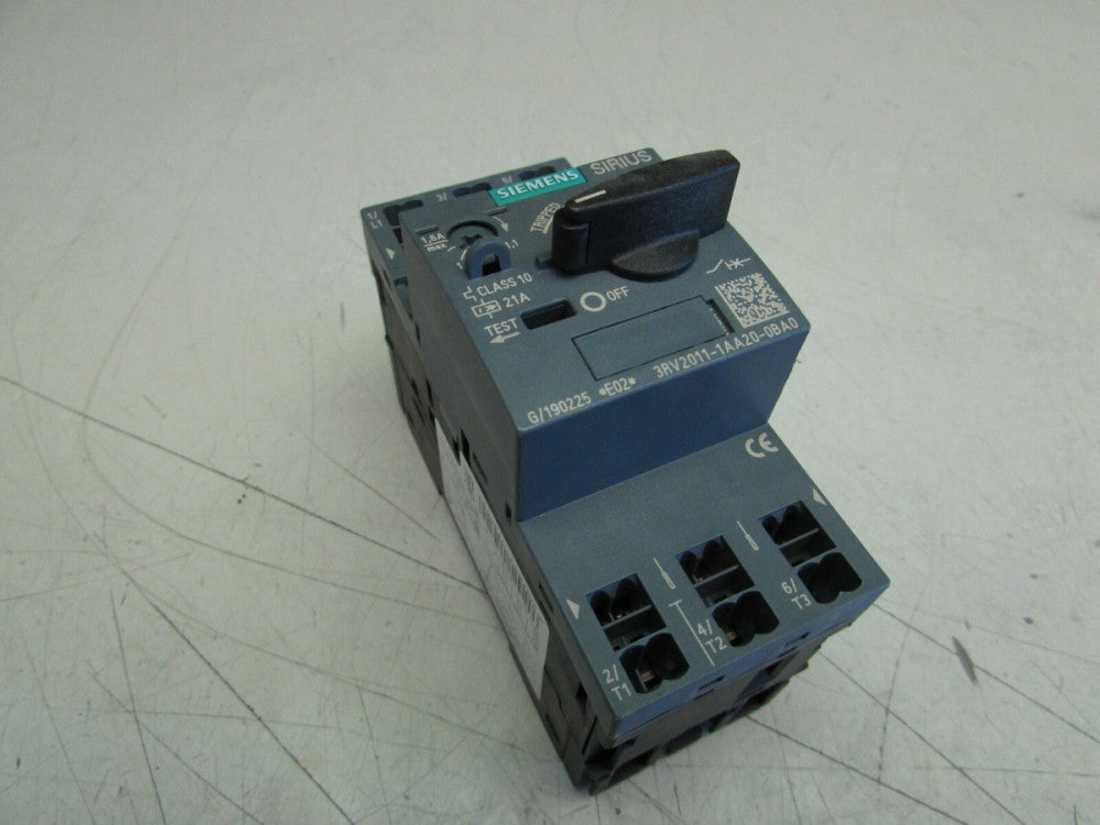 SIEMENS SIRIUS 3RV2011-1AA20-0BA0 MAN. MTR CIRCUIT BREAKER 1.1-1.6A  XLNT USED !