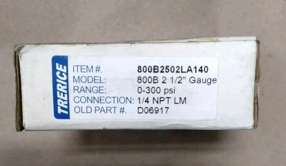 TRERICE GAUGE 800B2502LA140 2 1/2" Gauge 0-300 psi 1/4 NPT C8