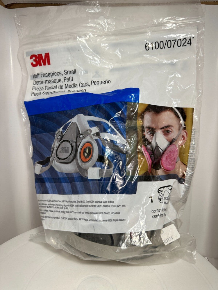 (Lot of 3) 3M Half Facepiece SMALL 6100/07024 PPE Respirator Gas Mask Auto Paint
