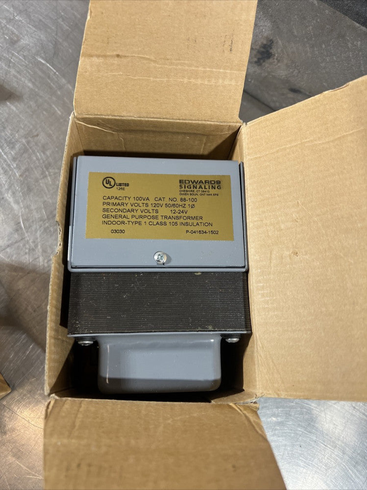Edwards Signaling 88-100 Heavy Duty Power Transformer 50 VA, 240V, 100 Watt Nos