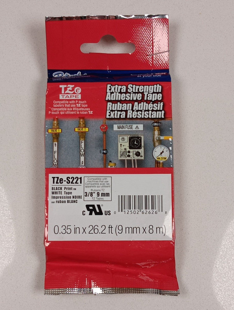 Brother TZeS221 Industrial Label Tape TZS-221 TZeS-221 fits PT-7600 3/8” 9 MM