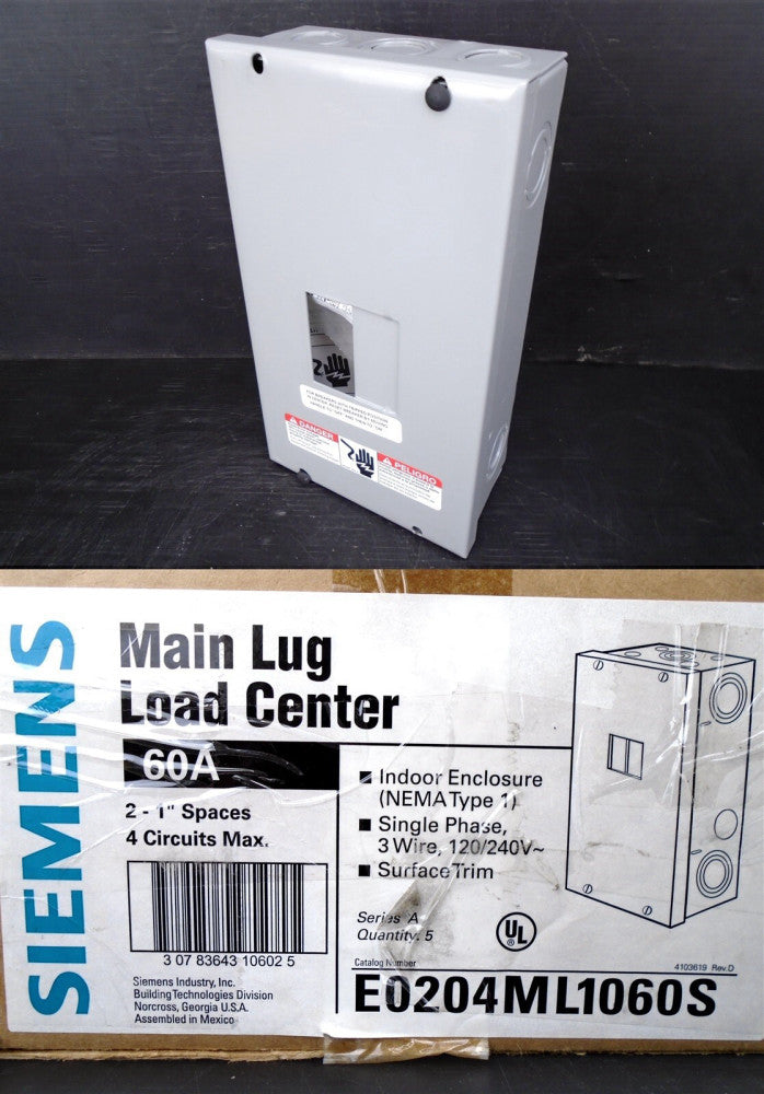 SIEMENS - E0204ML1060S - CIRCUIT BREAKER ENCLOSURE 120/240 - 60A 2P/3W (NEW)