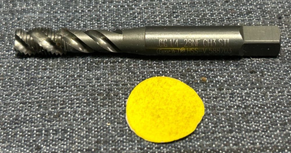 OSG HSS-V  BOTTOMING SPIRAL TAP  588703  1/4-28NF   GH3 STI  2-3/4" OAL