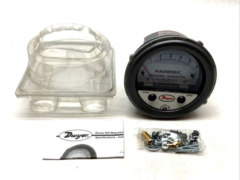 Dwyer Instruments 605-6 Magnehelic Indicating Transmitter Range 0-6.0" w.c. 2psi