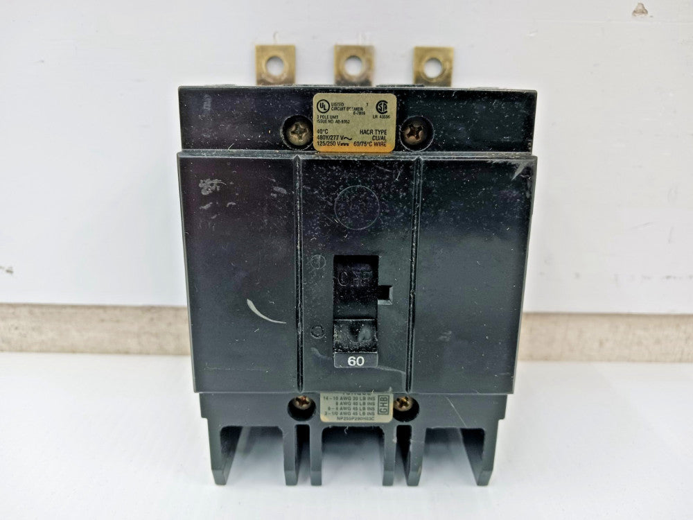 Cutler Hammer 60 Amp Bolt-On Circuit Breaker 3 Pole 277/480 VAC 65kA GHB3060