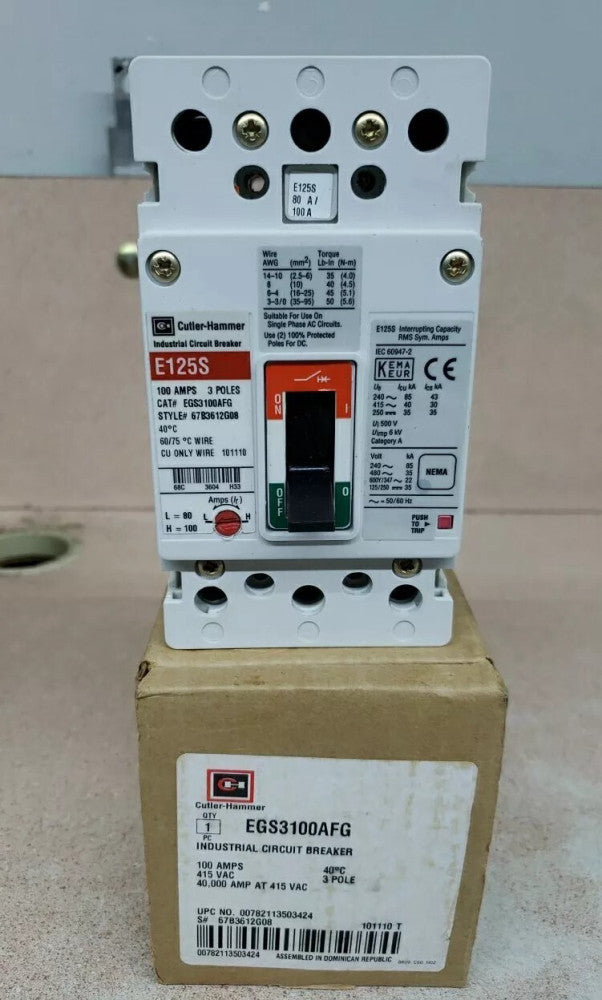 NEW EATON EGS3100AFG Series G 3 Pole 100 Amp 415 VAC