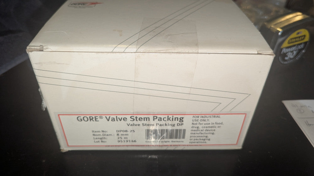 Gore DP08-25 Valve Stem Packing 8mm x 25m NIB