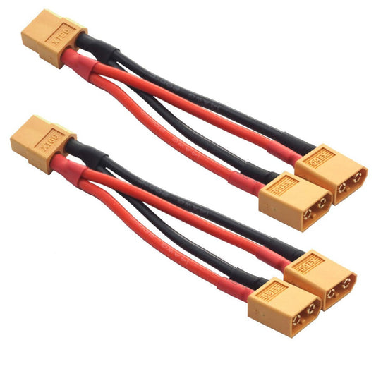 2PCS 14AWG XT60 Parallel Battery Connector 2-Male to 1-Female XT-60 Cable Dua...