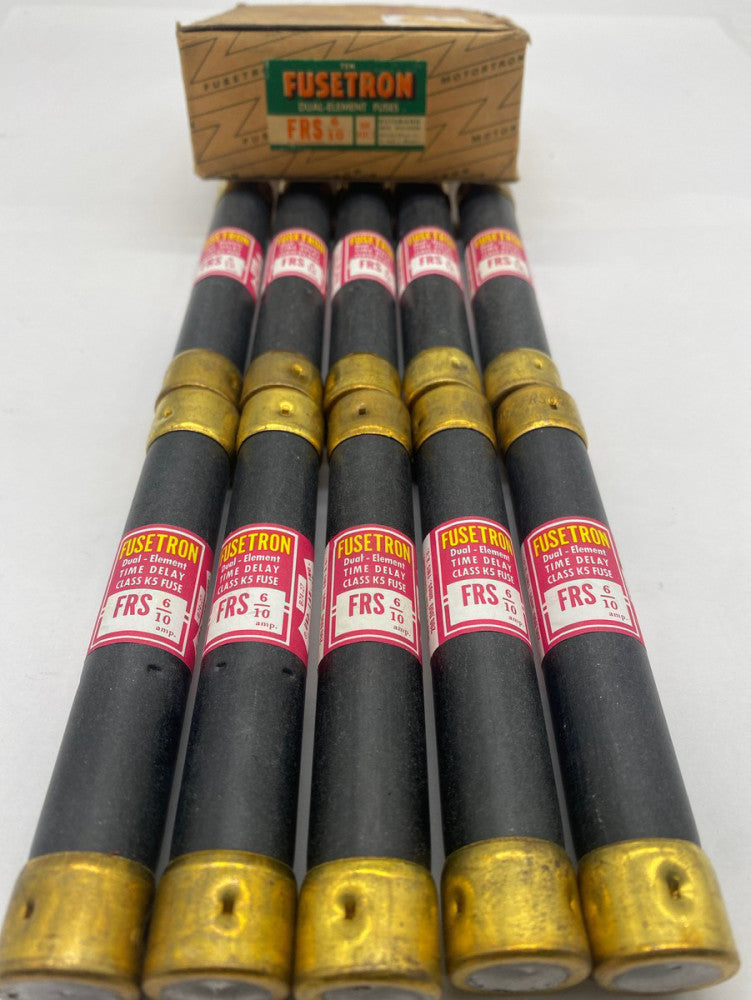 Bussmann FRS 6/10 Fusetron Time Delay Fuses, Class K5, 600V 0.6Amp Lot of 10