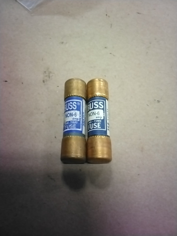 BUSSMANN BUSS NON-6 ONE-TIME FUSE 6A 250V, Lot Of 2